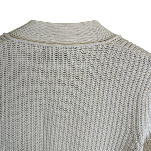 Loft Cream Tight Knit Open Relaxed Cardigan Sweater Womens XS Petite Fisherman - Picture 8 of 14